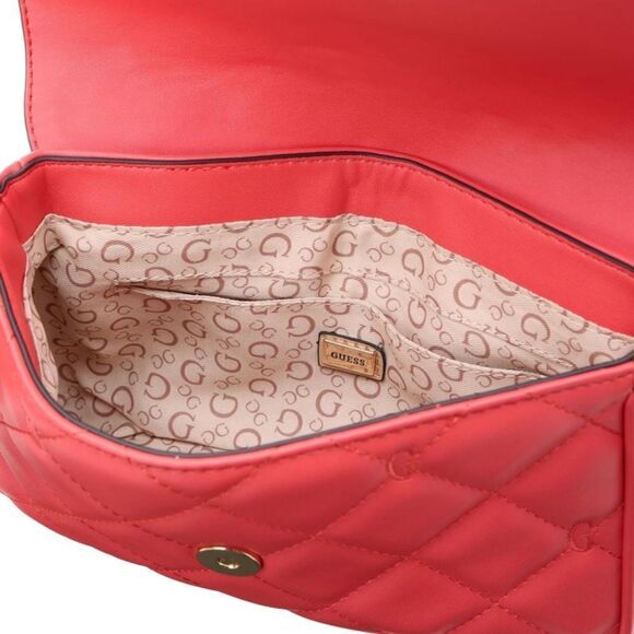 GUESS Colton Crossbody Pink Faux Leather Quilted Flap Shoulder Bag & Mini Pouch - Picture 13 of 16